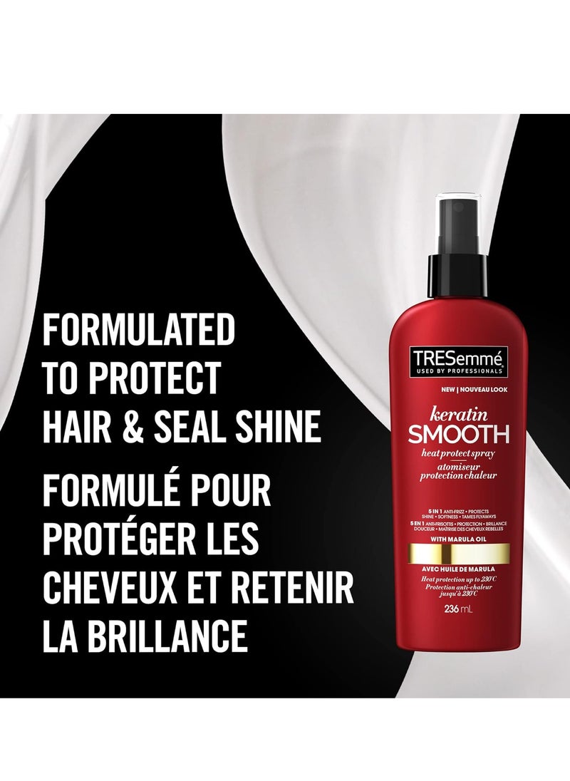 TRESemmé - TRESemmé Keratin Smooth Heat Protect Spray for silky, smooth hair Marula Oil anti-frizz and detangling heat protection spray 236 ml - Image 1