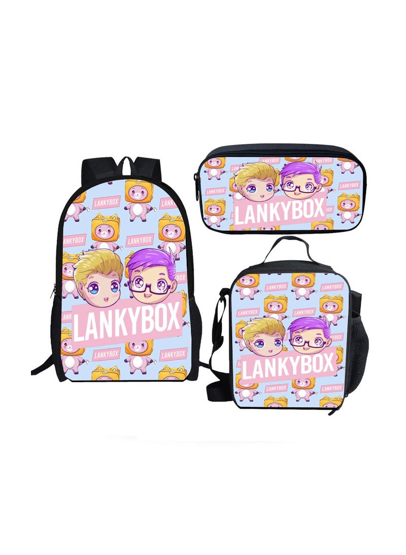 SKT Shiketro lankybox cartoon print school bag kindergarten lunch bag shoulder bag primary school student pencil bag backpack  - Image 1