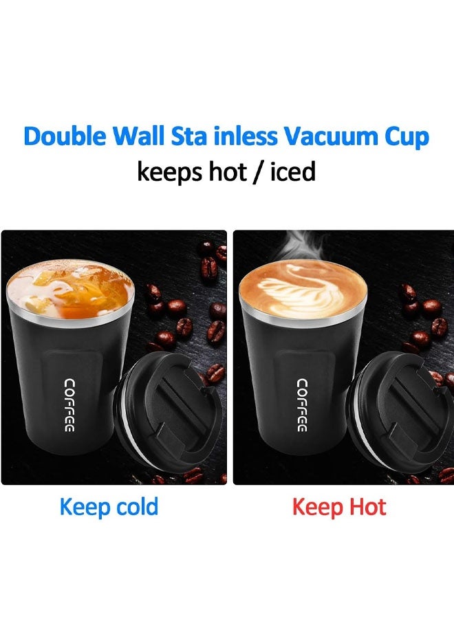 380ml Stainless Steel Vacuum Insulated Tumbler - Coffee Travel Mug Spill Proof with Lid - coffee Cup for Keep Hot/Ice Coffee,Tea and Beer (Black) - Image 4