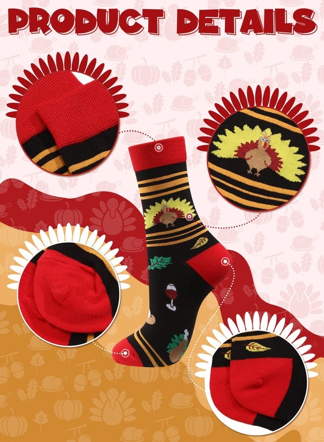 زانماي جوارب زانماي الخريفية، 12 زوجًا، جوارب شتوية ناعمة ومميزة، مناسبة للجنسين، بتصميمات مستوحاة من الديك الرومي واليقطين، هدايا مرحة للنساء والفتيات والرجال. - Image 3