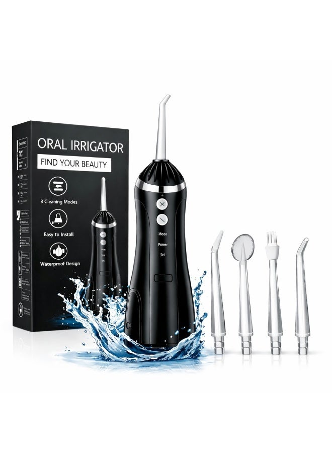 Lukadah Cordless Water Dental Flosser Oral Irrigator for Teeth Deep Cleaning, Portable Rechargeable Dental Cleaner with 4 Nozzle Tips, 3 Cleaning Modes, IPX7 Waterproof Gum Care Plaque Remover Travel Friendly Teeth Cleaner - Multicolour - Image 1