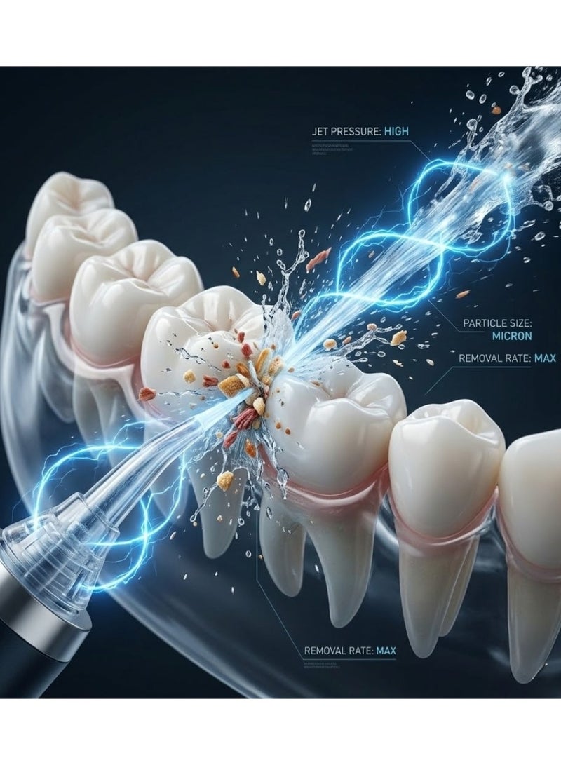 Lukadah Cordless Water Dental Flosser Oral Irrigator for Teeth Deep Cleaning, Portable Rechargeable Dental Cleaner with 4 Nozzle Tips, 3 Cleaning Modes, IPX7 Waterproof Gum Care Plaque Remover Travel Friendly Teeth Cleaner - Multicolour - Image 2