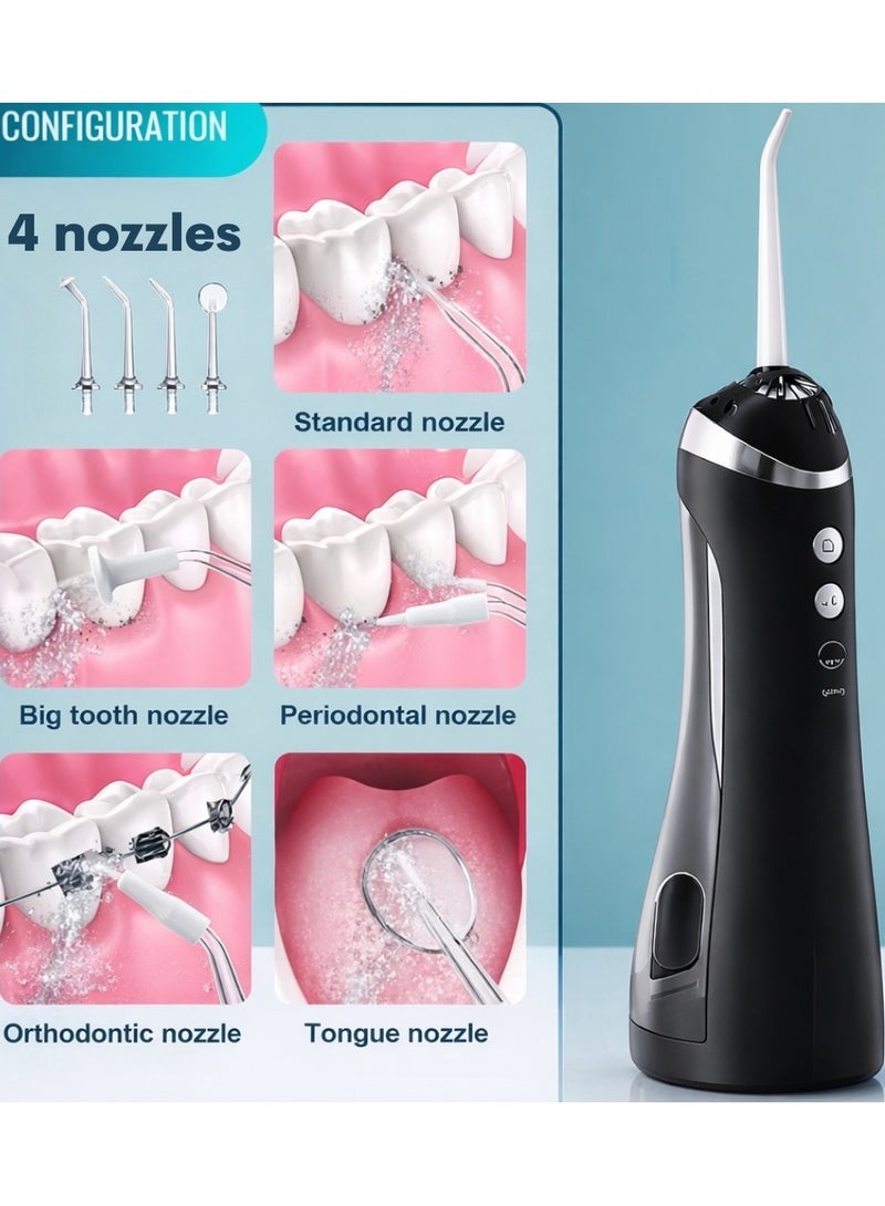 Lukadah Cordless Water Dental Flosser Oral Irrigator for Teeth Deep Cleaning, Portable Rechargeable Dental Cleaner with 4 Nozzle Tips, 3 Cleaning Modes, IPX7 Waterproof Gum Care Plaque Remover Travel Friendly Teeth Cleaner - Multicolour - Image 4