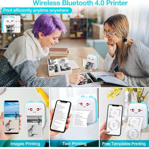 SHOPEE Mini Printer Portable, Pocket Thermal with 1 Rolls Paper Compatible iOS Android, Bluetooth Wireless Smart for Photo Picture Office Receipt QR Code Label List Note Inkless Printing - Image 5