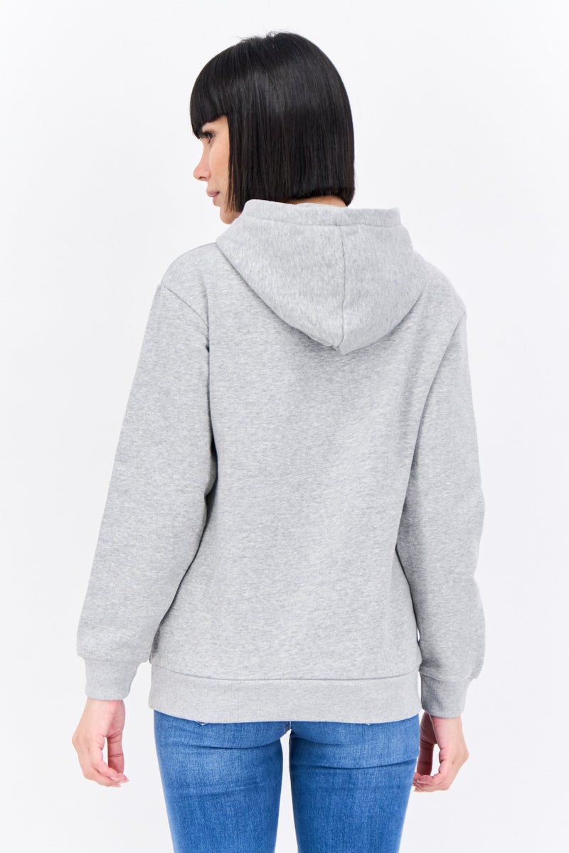 BRAVE SOUL Women Hooded Long Sleeve Graphic Print Sweatshirts, Heather Grey - Image 3