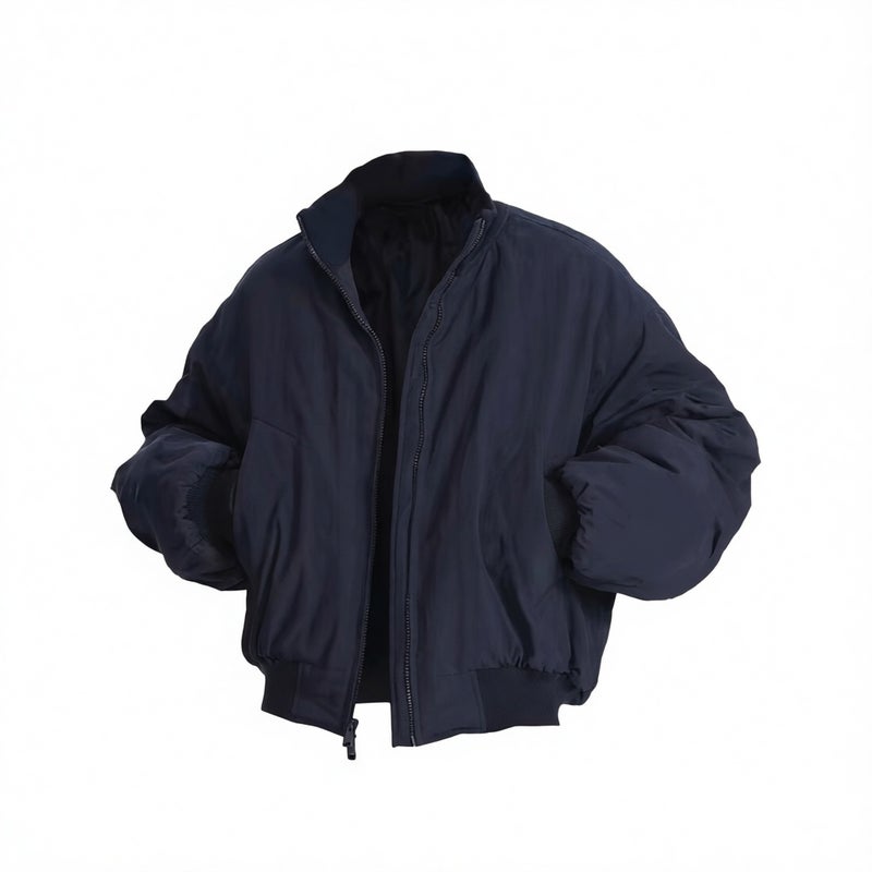 Short Loose Fit Bomber Jacket with Stand Collar - Image 2