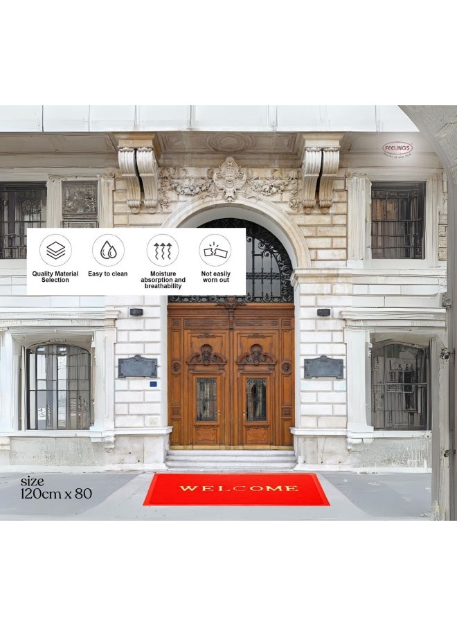 Feelings Feelings Welcome Door Mat 120 X 80 Cm Red  - Image 3