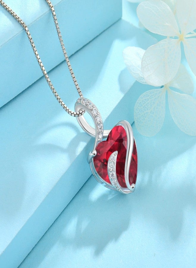 FJ Heart Ruby Necklace 925 Silver Infinity Pendant July Birthstone Jewelry for Women - Image 5