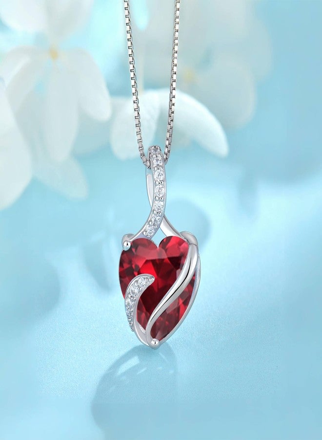 FJ Heart Ruby Necklace 925 Silver Infinity Pendant July Birthstone Jewelry for Women - Image 4