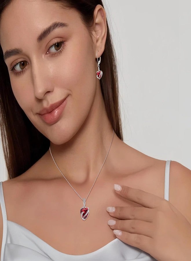 FJ Heart Ruby Necklace 925 Silver Infinity Pendant July Birthstone Jewelry for Women - Image 3