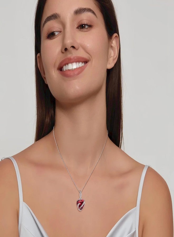 FJ Heart Ruby Necklace 925 Silver Infinity Pendant July Birthstone Jewelry for Women - Image 2