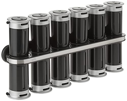 Zevro Zero Gravity Wall-Mount Magnetic Spice Rack, Black/Silver - Set of 12 - Image 1