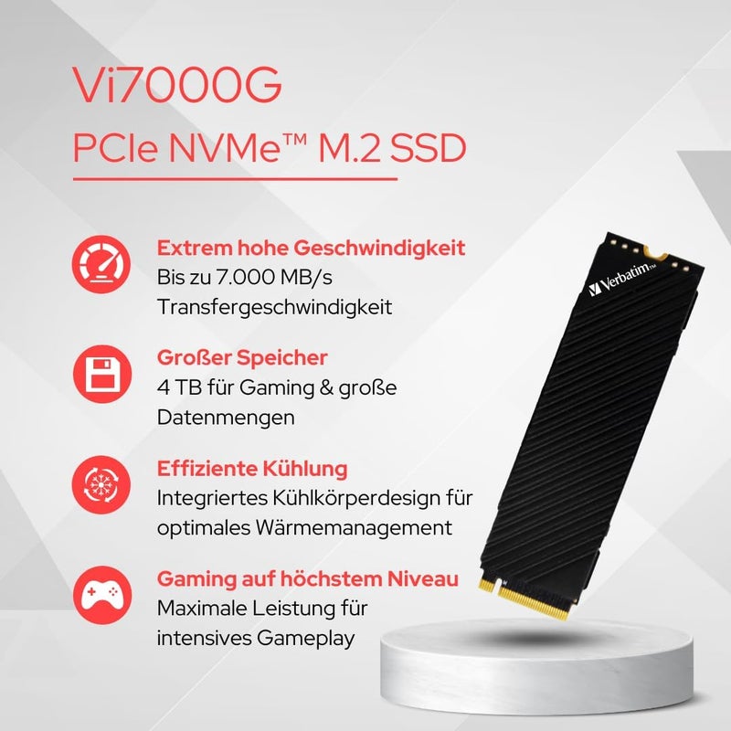 Vi7000G NVMe M.2 Internal SSD, Internal SSD Drive with 2TB Data Storage and PCIe Gen 4 Interface, Solid State Drive for Gaming PC and Playstation 5, Black - Image 2