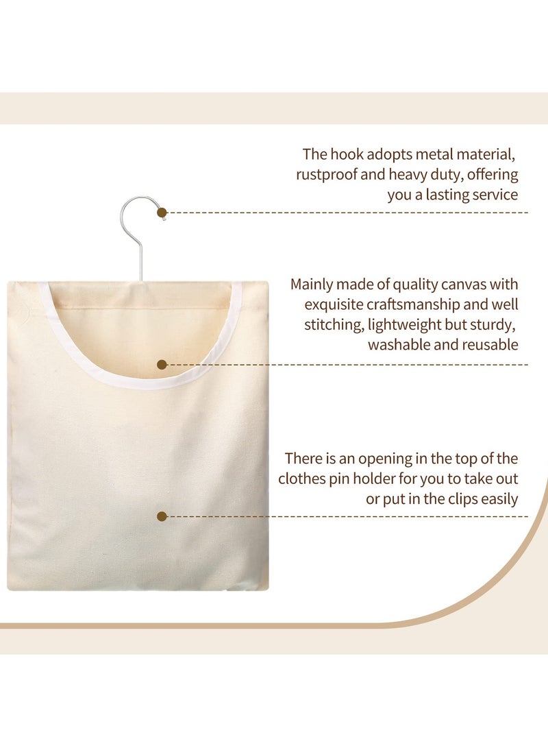 Excefore Canvas Clothespin Bag, 2 Pcs Canvas Clothespin Bag for Clothesline Outdoor Clothespin Storage Bag Portable Clothes Pin Hanging Bag Clothes Pins Holder Laundry Clothes Pin Organizer - Image 2