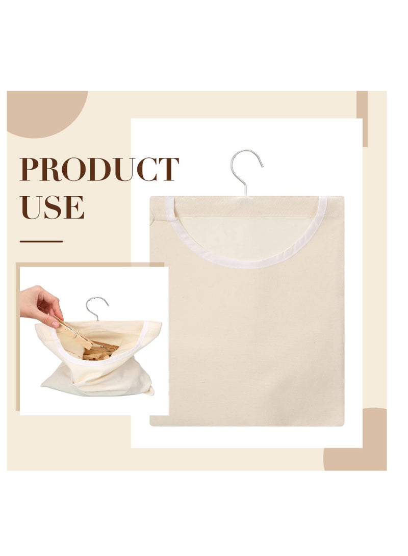 Excefore Canvas Clothespin Bag, 2 Pcs Canvas Clothespin Bag for Clothesline Outdoor Clothespin Storage Bag Portable Clothes Pin Hanging Bag Clothes Pins Holder Laundry Clothes Pin Organizer - Image 3