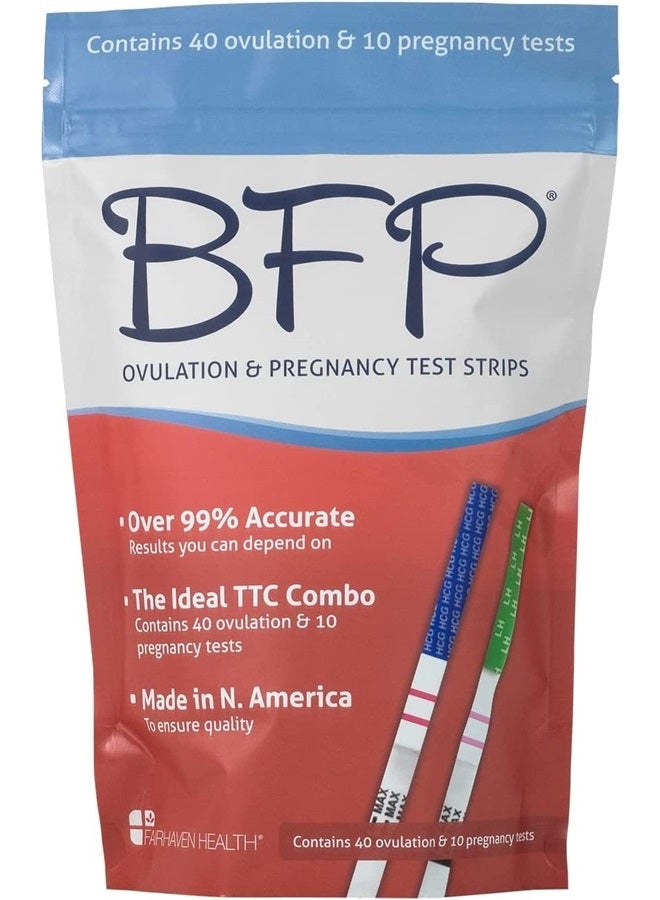 fairhaven health BFP Ovulation & Pregnancy Test Strips for Pregnancy Detection - At Home Early Predictor Kit for Fertility & Women Trying to Conceive, 40 LH Ovulation & 10 HCG Levels Pregnancy Test, Made in N. America - Image 1