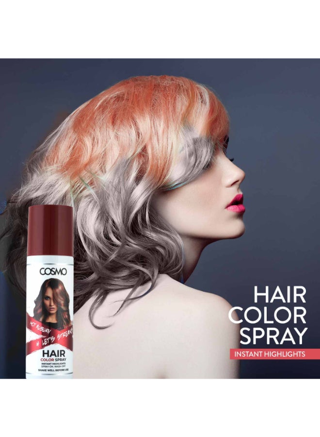 COSMO Temporary Hair Colour Spray Hot Aubury For Unisex - 100ml - Image 2