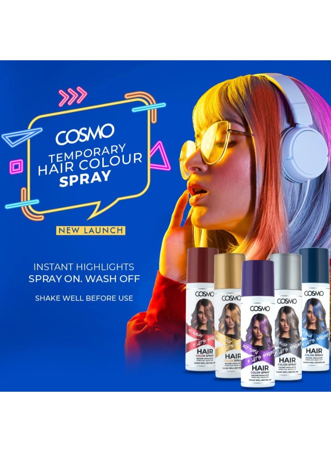 COSMO Temporary Hair Colour Spray Hot Aubury For Unisex - 100ml - Image 4