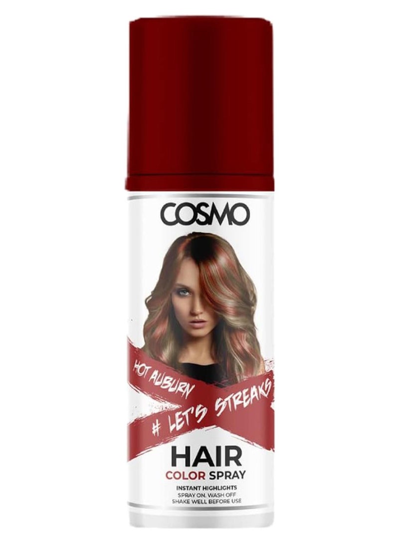 COSMO Temporary Hair Colour Spray Hot Aubury For Unisex - 100ml - Image 1