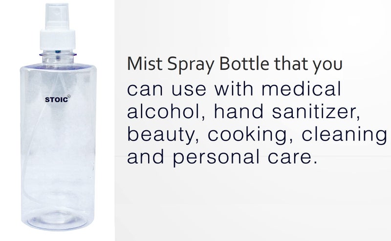 STOIC 500ml Refillable Spray Bottle With Dust Cap For Fine Mist Perfume Atomizer Sanitizer Travel Beauty Makeup Empty Mini Transparent Spray Bottle (Pack of 2) - Image 2