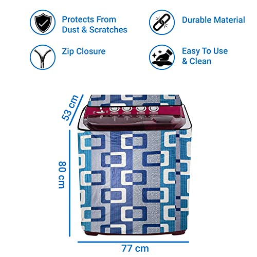 Konvio Kitchen Top Load Semi Automatic Washing Machine Dust Proof Free Size Cover (Blue Verticular Design,Suitable For 6 Kg, 6.5 kg, 7 kg, 7.5 kg). - Image 5