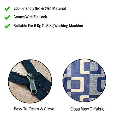 Konvio Kitchen Top Load Semi Automatic Washing Machine Dust Proof Free Size Cover (Blue Verticular Design,Suitable For 6 Kg, 6.5 kg, 7 kg, 7.5 kg). - Image 4
