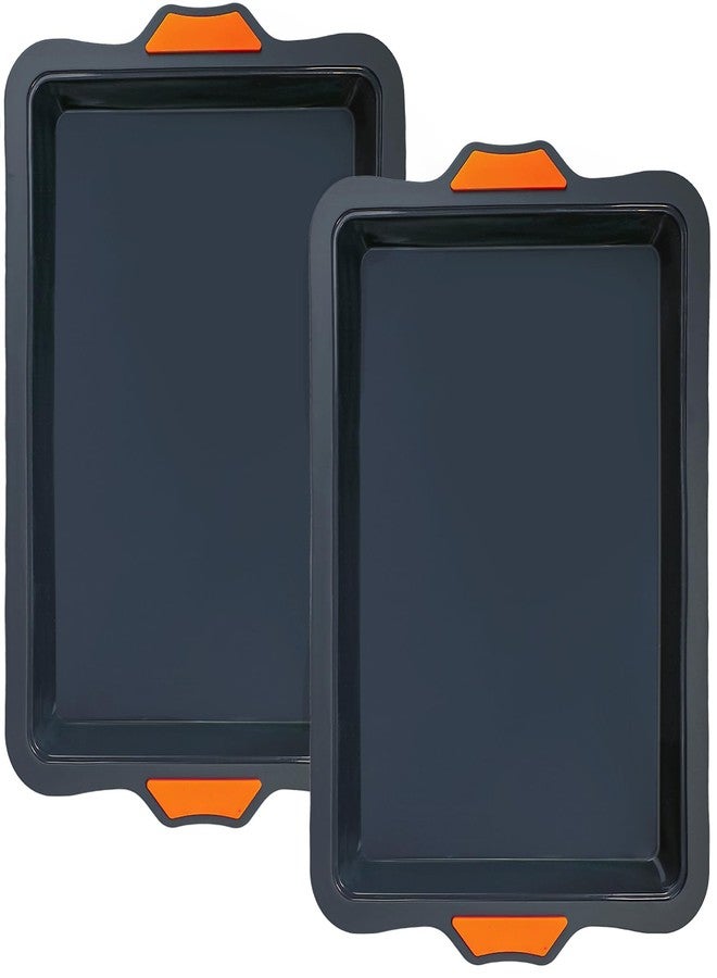 وي بيك صينية كيك سيليكون ربع صينية من ويبيك، مقاس 9×13 بوصة، صواني خبز غير لاصقة، صينية جيلي رول، طقم من قطعتين - Image 1