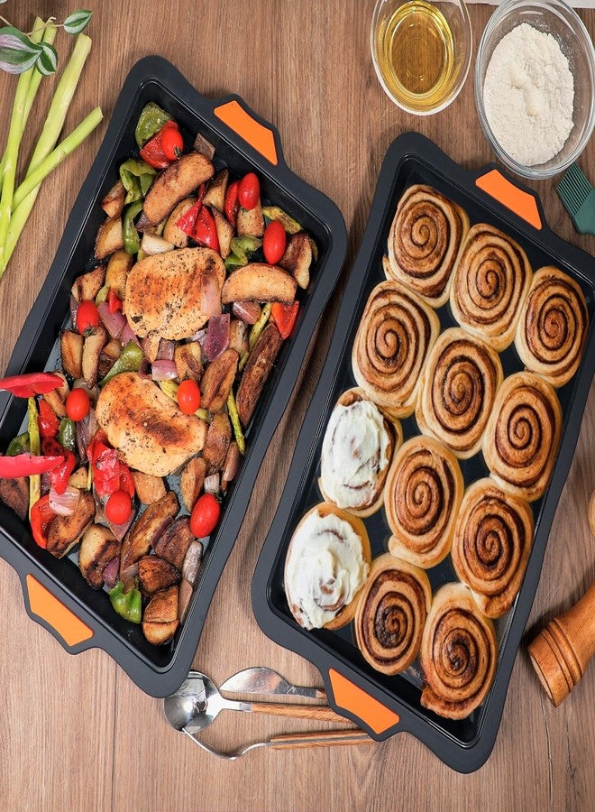 وي بيك صينية كيك سيليكون ربع صينية من ويبيك، مقاس 9×13 بوصة، صواني خبز غير لاصقة، صينية جيلي رول، طقم من قطعتين - Image 3