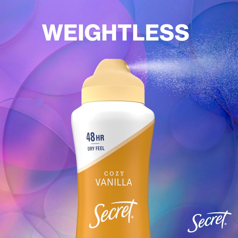 Secret مزيل العرق بخاخ سري للنساء، حماية من العرق والرائحة لمدة 48 ساعة، خفيف على البشرة، برائحة الفانيليا وزيت الأركان، 4.1 أونصة (عبوة من 3)  - Image 4