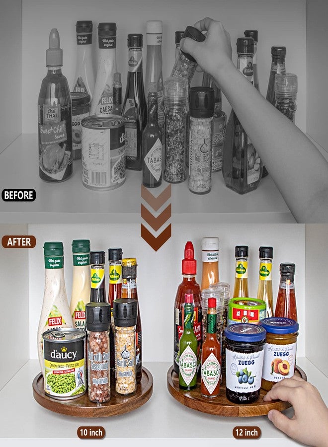 ANBOXIT Lazy Susan Organizer for Table, 12 Inch Wooden Lazy Susan Turntable for Cabinet, Acacia Wood Turntable Kitchen Spice Rack (1 Pack) - Image 5