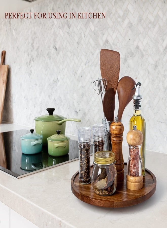 ANBOXIT Lazy Susan Organizer for Table, 12 Inch Wooden Lazy Susan Turntable for Cabinet, Acacia Wood Turntable Kitchen Spice Rack (1 Pack) - Image 2