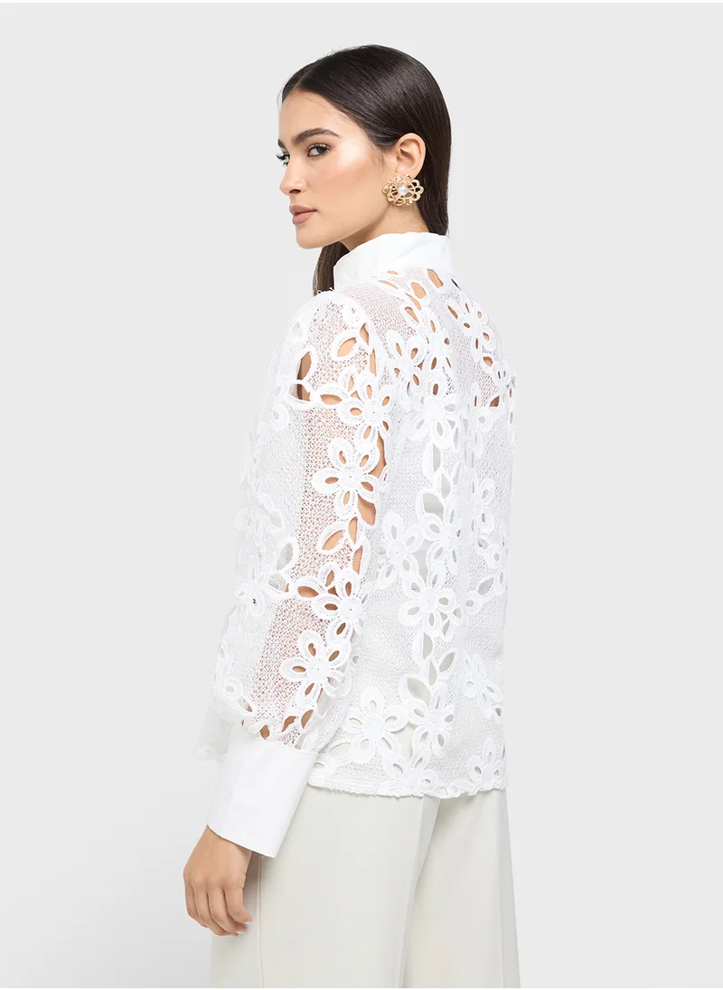 ELLA Lace Button Down Shirt