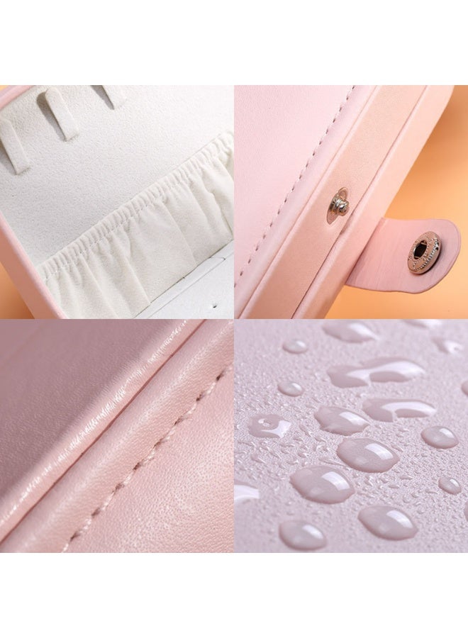Large capacity jewelry box storage box Anti-oxidation necklace earrings ring storage PU leather jewelry storage box(White)  - Image 2