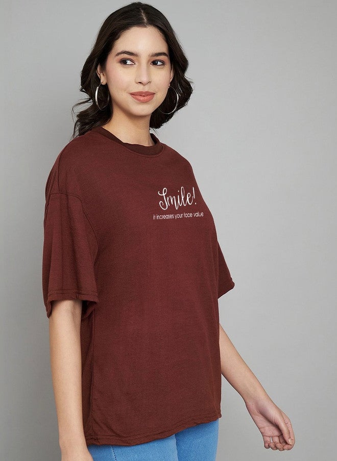 Trend Level Women Typography Printed Drop-Shoulder Sleeves T-shirt - Image 3