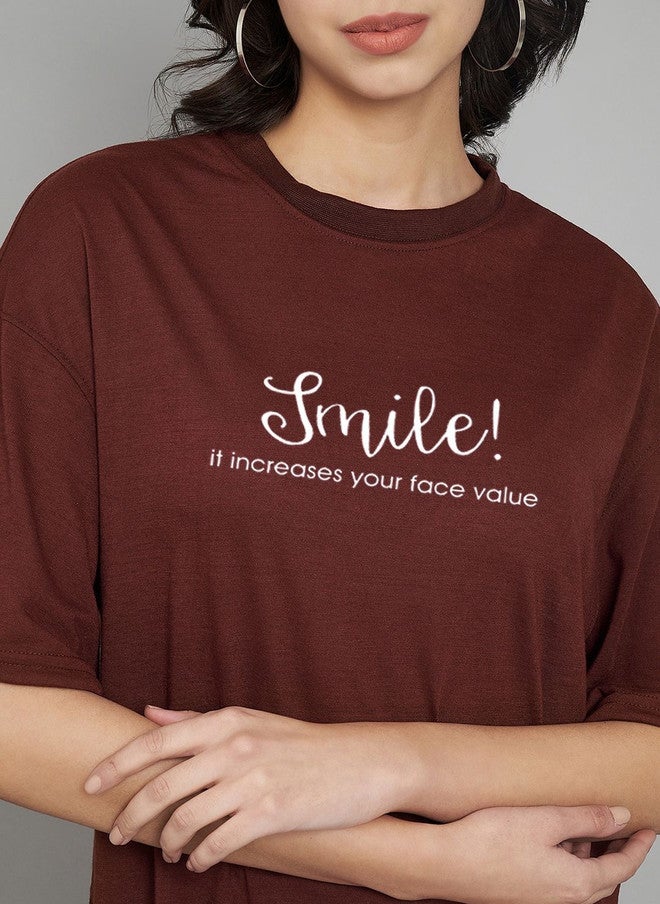 Trend Level Women Typography Printed Drop-Shoulder Sleeves T-shirt - Image 2