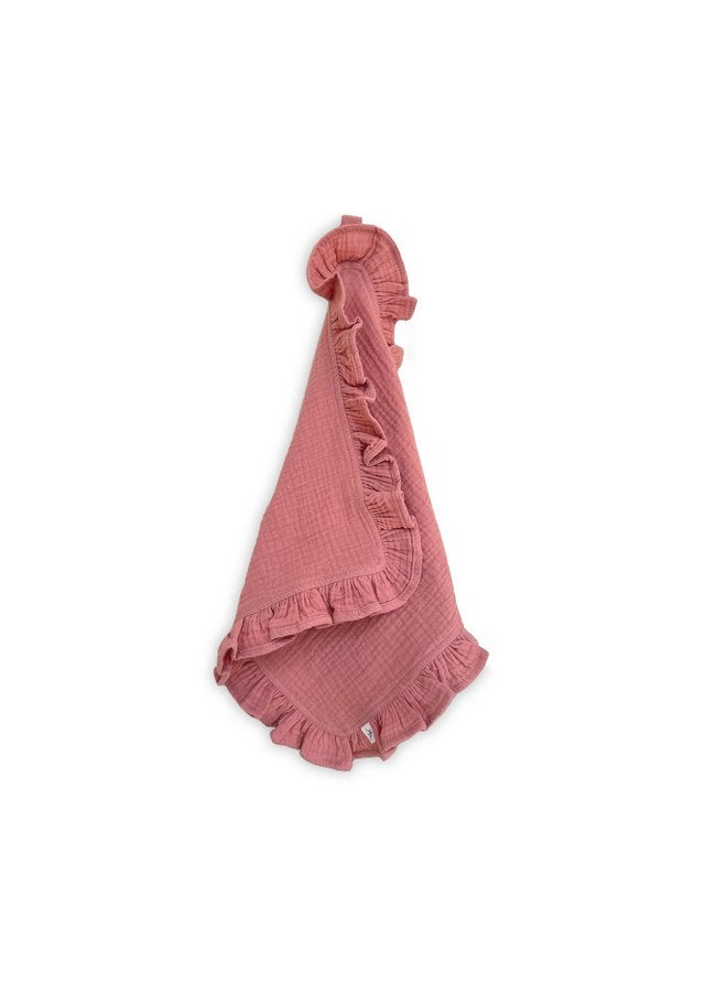 Ryan & Rose Ryan & Rose Cutie Lovey - Soft 100% Organic Cotton Muslin with Attachable Snap Closure - Loveys for Babies Newborn Baby Lovey Security Blankets for Babies Baby Blanket (Ruffle Petal) - Image 1