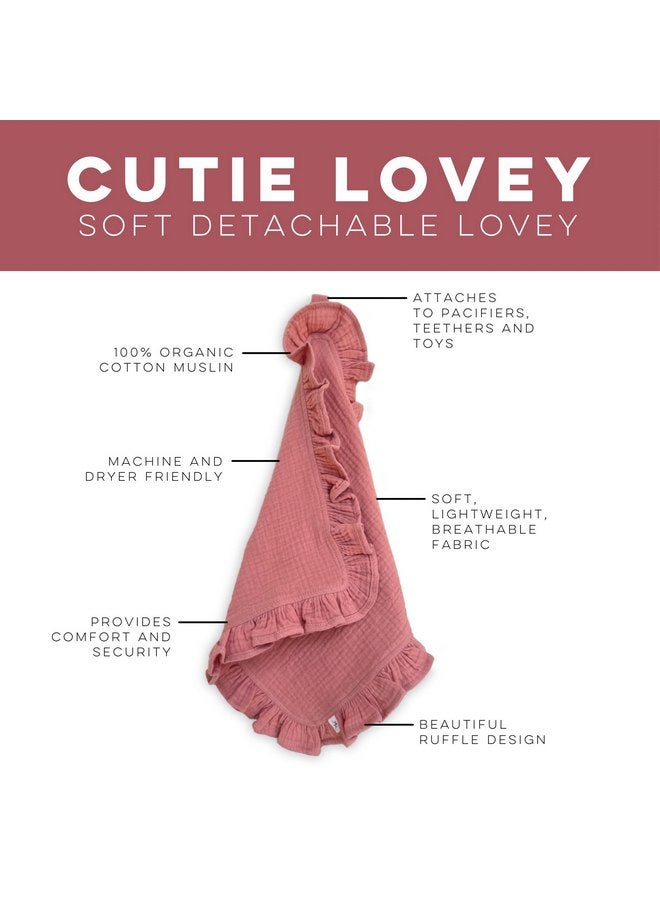 Ryan & Rose Ryan & Rose Cutie Lovey - Soft 100% Organic Cotton Muslin with Attachable Snap Closure - Loveys for Babies Newborn Baby Lovey Security Blankets for Babies Baby Blanket (Ruffle Petal) - Image 2