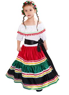 Generic New Campus Activities Dead Day Playing Dress Mexican Ethnic Little Girl Dress Halloween Party DressLittle Girl's Mexican Ethnic Dress Little Girl's Mexican Ethnic Dress  - Image 1