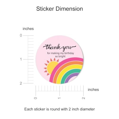 weRevel Rainbow Theme Thank You Party Stickers, 40 Count, 2 Inches, Round, 4 Unique Designs - Image 4