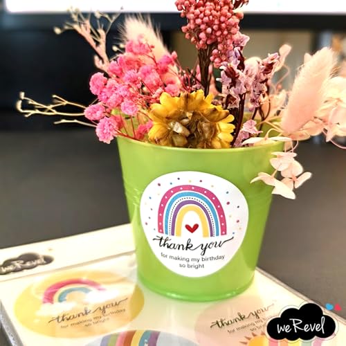 weRevel Rainbow Theme Thank You Party Stickers, 40 Count, 2 Inches, Round, 4 Unique Designs - Image 2