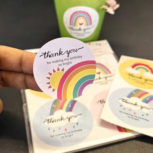 weRevel Rainbow Theme Thank You Party Stickers, 40 Count, 2 Inches, Round, 4 Unique Designs - Image 3
