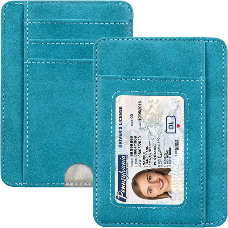 Hot Cool Card Holder Wallet Front Pocket Minimalist Travel Cute Funny Thin Leather With RFID Blocking Small Credit Card Holder Wallet for Men & Women Girls Organizer Gifts, Mint Green - Image 1