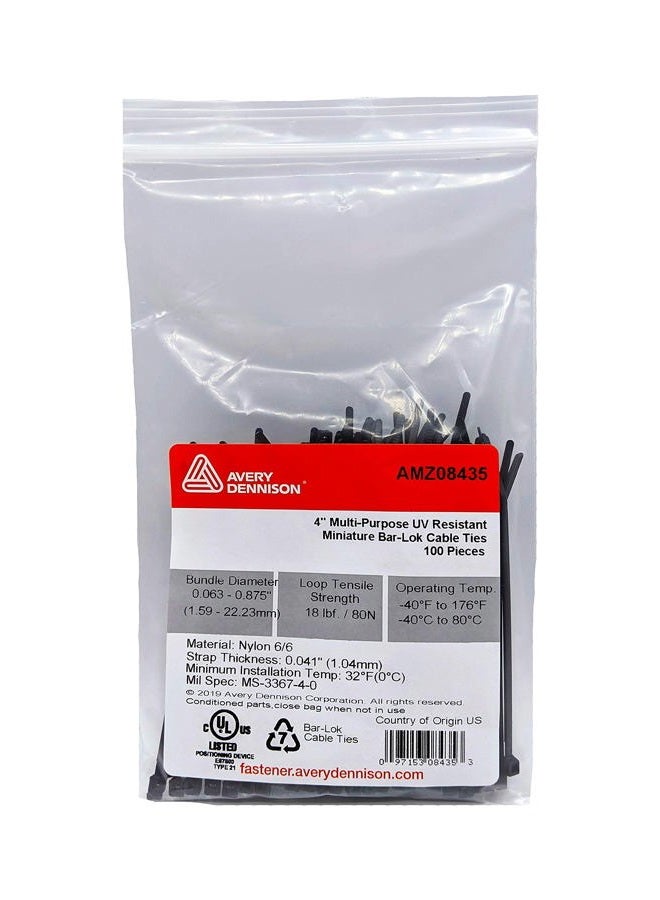 Bar-Lok Cable Ties, Cable Straps by Avery Dennison – American Made, Weather UV Resistant, Black Nylon Cable, Pipe Wire Ties (100, 4'') - Image 3