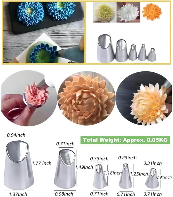 MDLJG 6 pcs Flower Piping Tips Rose Petal Pastry Tips, large piping tips, Chrysanthemum Nozzles, Cupcake Pastry Tool For Decorating Cake Tulip Baking Forms New (tulips - 6pcs) - Image 3