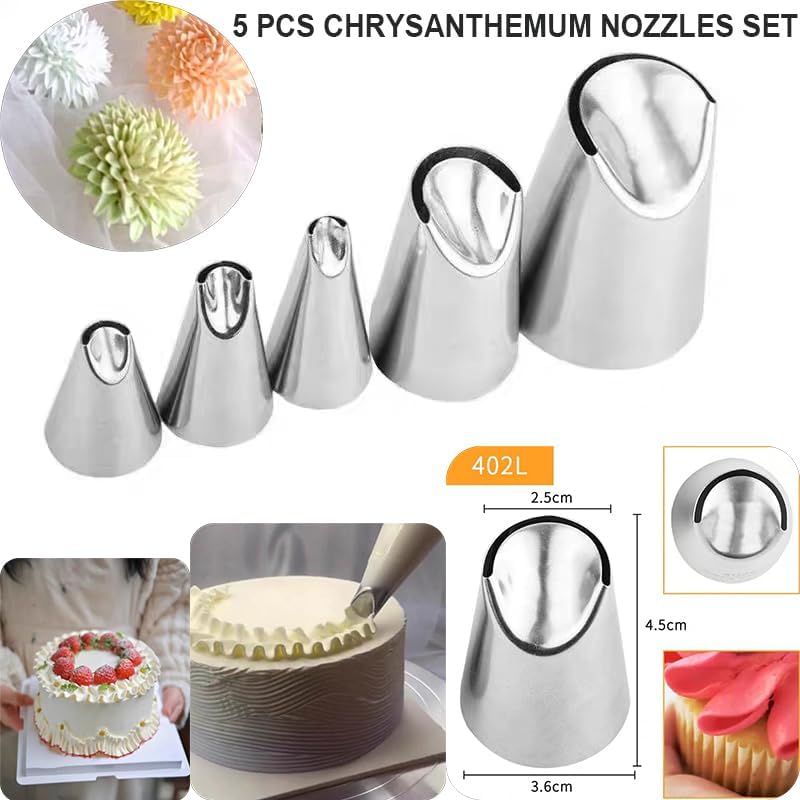 MDLJG 6 pcs Flower Piping Tips Rose Petal Pastry Tips, large piping tips, Chrysanthemum Nozzles, Cupcake Pastry Tool For Decorating Cake Tulip Baking Forms New (tulips - 6pcs) - Image 4