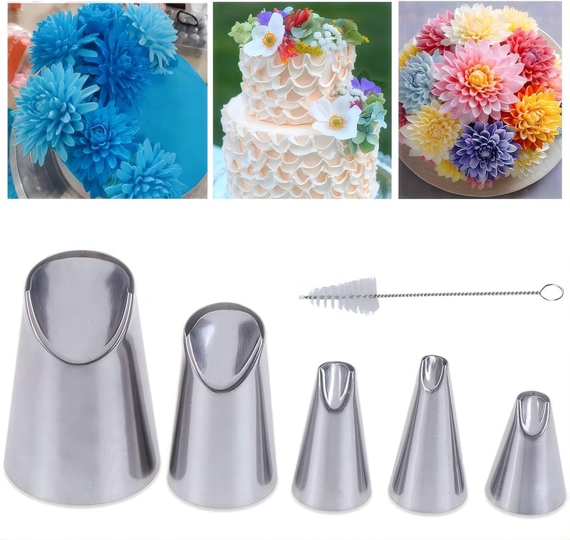 MDLJG 6 pcs Flower Piping Tips Rose Petal Pastry Tips, large piping tips, Chrysanthemum Nozzles, Cupcake Pastry Tool For Decorating Cake Tulip Baking Forms New (tulips - 6pcs) - Image 1