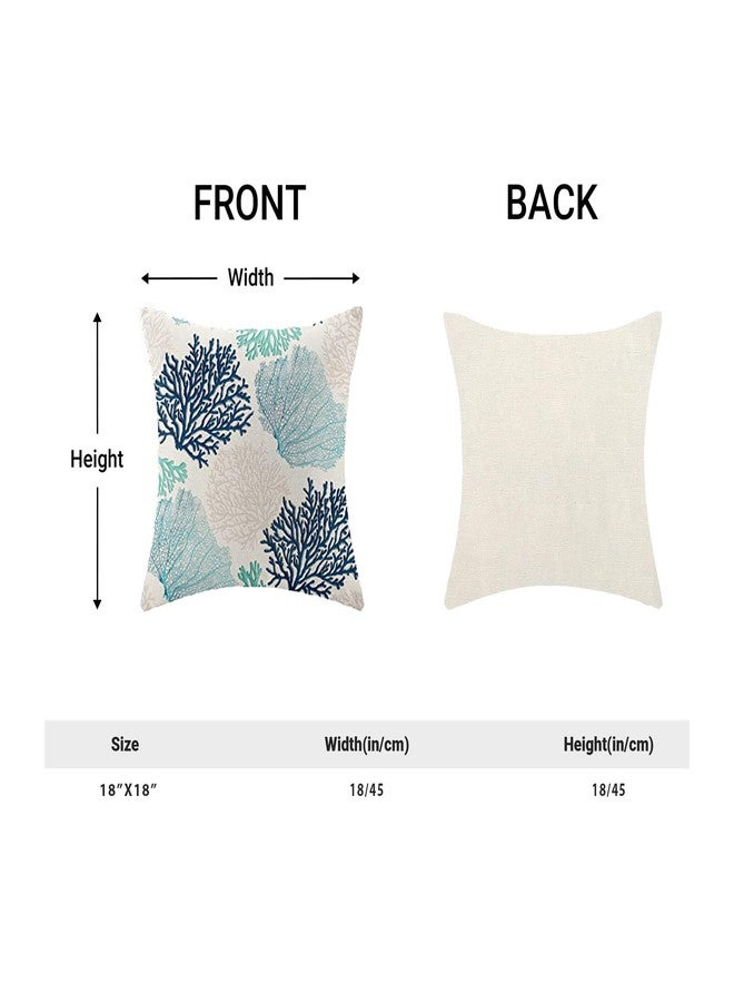 CXMEIFLY Coastal Pillow Covers 18x18 Inch Set of 2 Coral Branch Ocean Themed Beach Decor Throw Pillows Turquoise Navy Blue Beachy Nautical Summer Outdoor Decorative Cushion Cases for Couch Decorations - Image 4