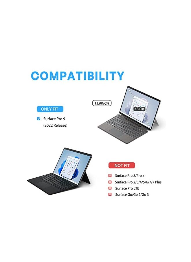 Procases - For Microsoft Surface Pro 9 13 Inch 2022 Rugged Case Shockproof Protective Hard Case Cover Built In Hand Strap Compatible With Type Cover Keyboard For 13 Inch Surface Pro 9 Black - Image 1
