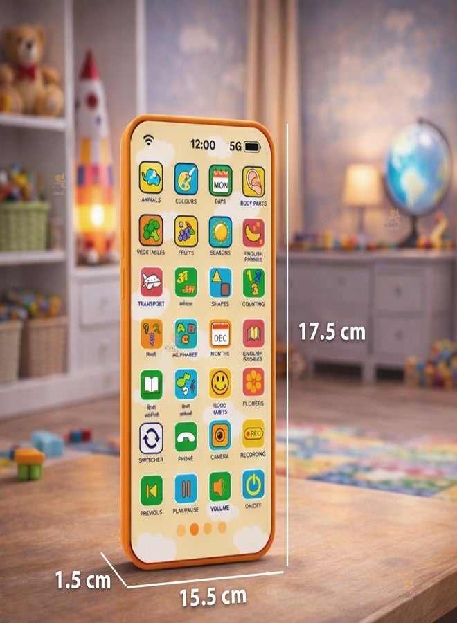 Wishkey Edu Phone for Kids 2.0 Princess Theme 28 Functions 84 Features Rechargeable Educational Learning Mobile Toy With Multi-Language 10 Indian Languages Toddler Learning Phone for Boys Girls Age 2+ - Image 2