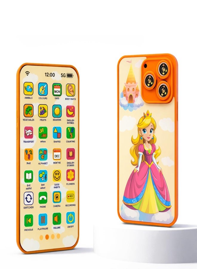 Wishkey Edu Phone for Kids 2.0 Princess Theme 28 Functions 84 Features Rechargeable Educational Learning Mobile Toy With Multi-Language 10 Indian Languages Toddler Learning Phone for Boys Girls Age 2+ - Image 1